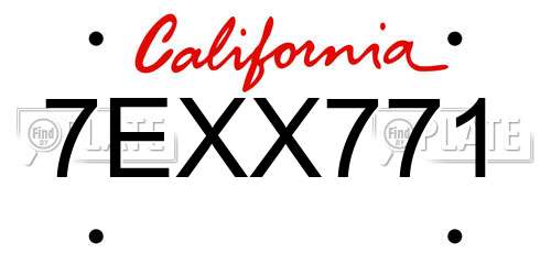 7EXX771 California License Plate