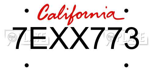 7EXX773 California License Plate