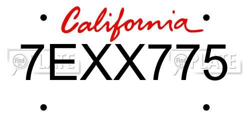 7EXX775 California License Plate