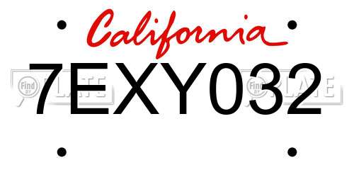 7EXY032 California License Plate