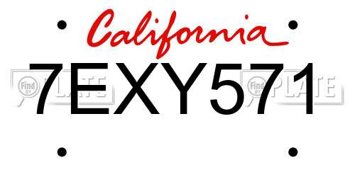 7EXY571 California License Plate