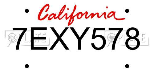 7EXY578 California License Plate