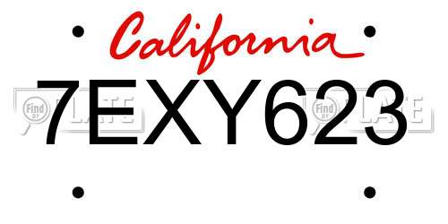 7EXY623 California License Plate
