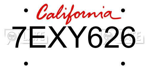 7EXY626 California License Plate