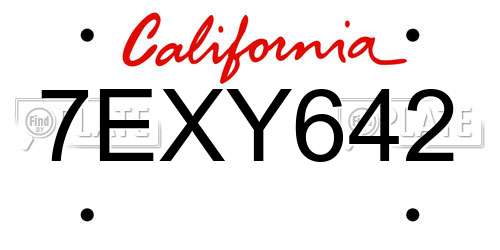 7EXY642 California License Plate