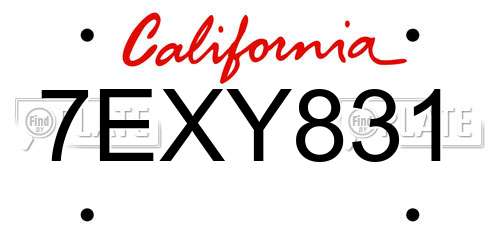 7EXY831 California License Plate