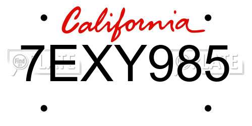 7EXY985 California License Plate