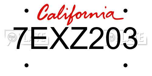 7EXZ203 California License Plate