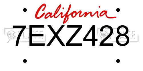 7EXZ428 California License Plate