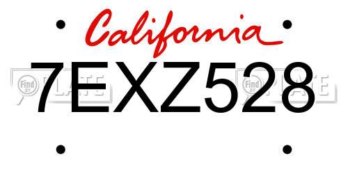 7EXZ528 California License Plate