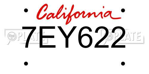 7EY622 California License Plate