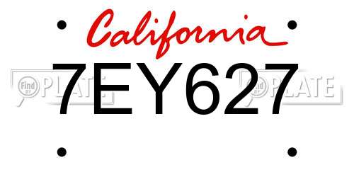 7EY627 California License Plate