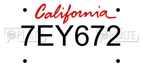 7EY672 California License Plate
