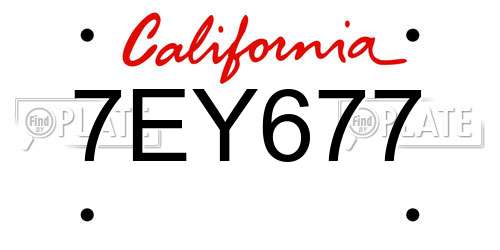 7EY677 California License Plate