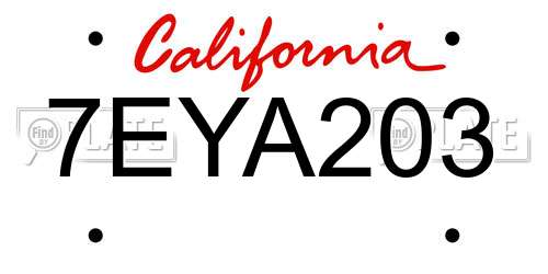 7EYA203 California License Plate