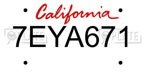 7EYA671 California License Plate