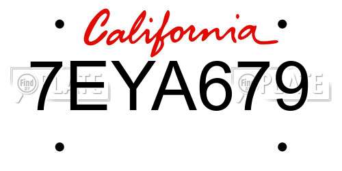 7EYA679 California License Plate