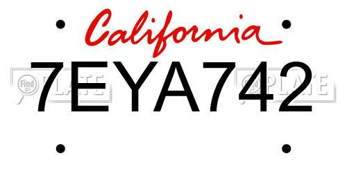 7EYA742 California License Plate