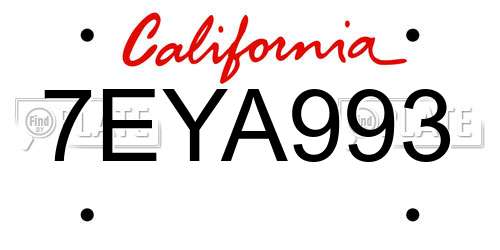 7EYA993 California License Plate