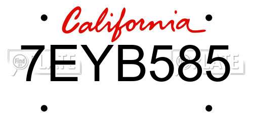 7EYB585 California License Plate