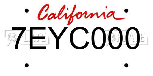 7EYC000 California License Plate