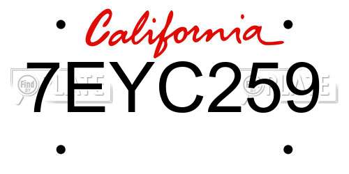 7EYC259 California License Plate