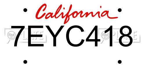 7EYC418 California License Plate