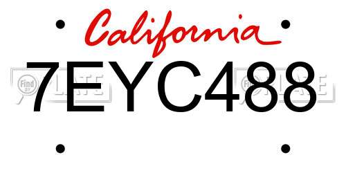 7EYC488 California License Plate