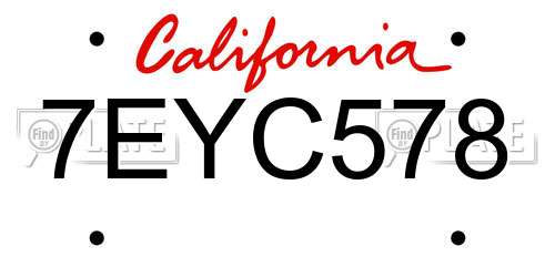7EYC578 California License Plate