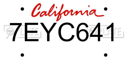 7EYC641 California License Plate