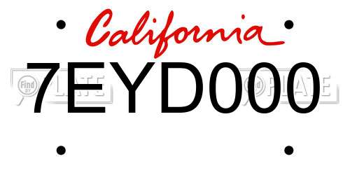 7EYD000 California License Plate