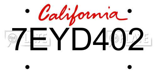 7EYD402 California License Plate