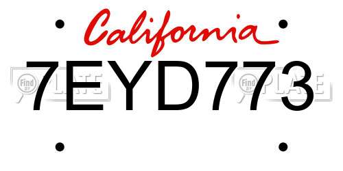 7EYD773 California License Plate