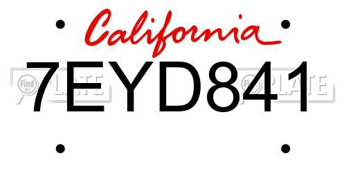 7EYD841 California License Plate