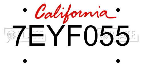 7EYF055 California License Plate