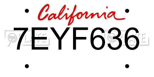 7EYF636 California License Plate