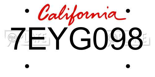 7EYG098 California License Plate