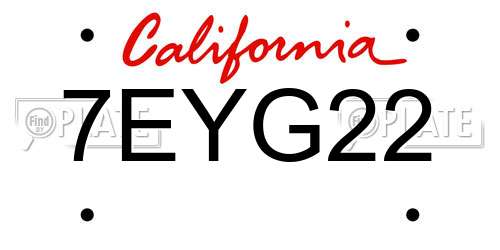 7EYG22 California License Plate