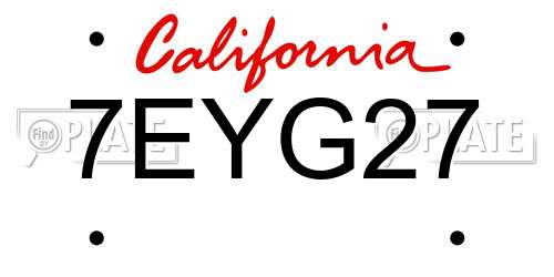 7EYG27 California License Plate
