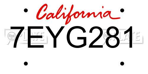 7EYG281 California License Plate