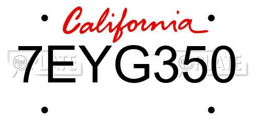 7EYG350 California License Plate
