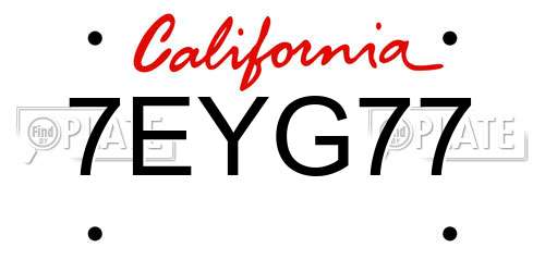 7EYG77 California License Plate