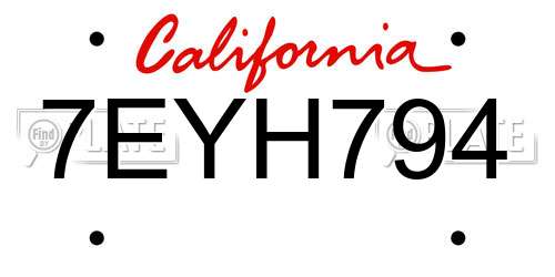 7EYH794 California License Plate
