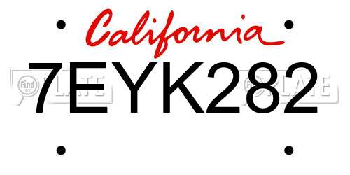 7EYK282 California License Plate