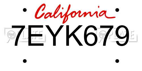 7EYK679 California License Plate