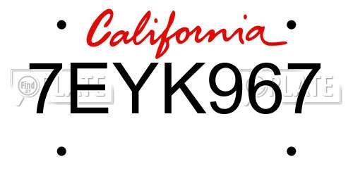 7EYK967 California License Plate