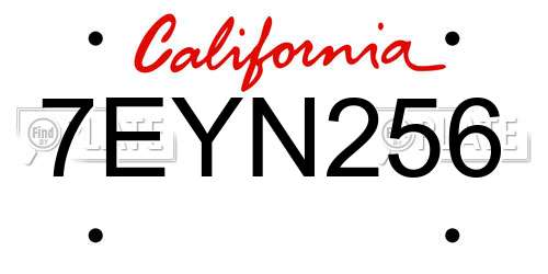7EYN256 California License Plate