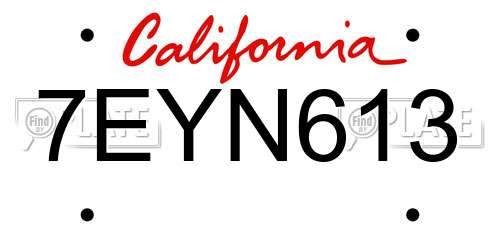 7EYN613 California License Plate