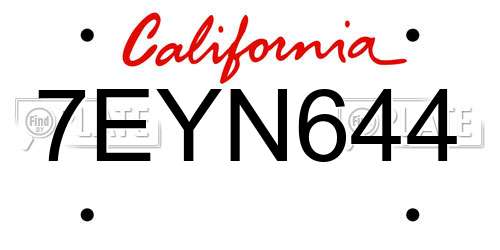 7EYN644 California License Plate