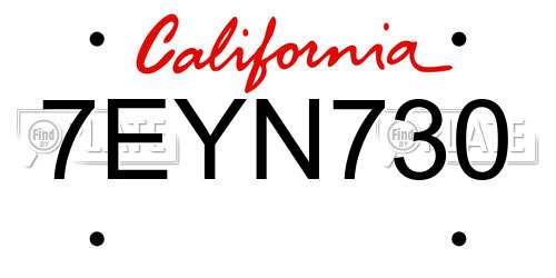 7EYN730 California License Plate